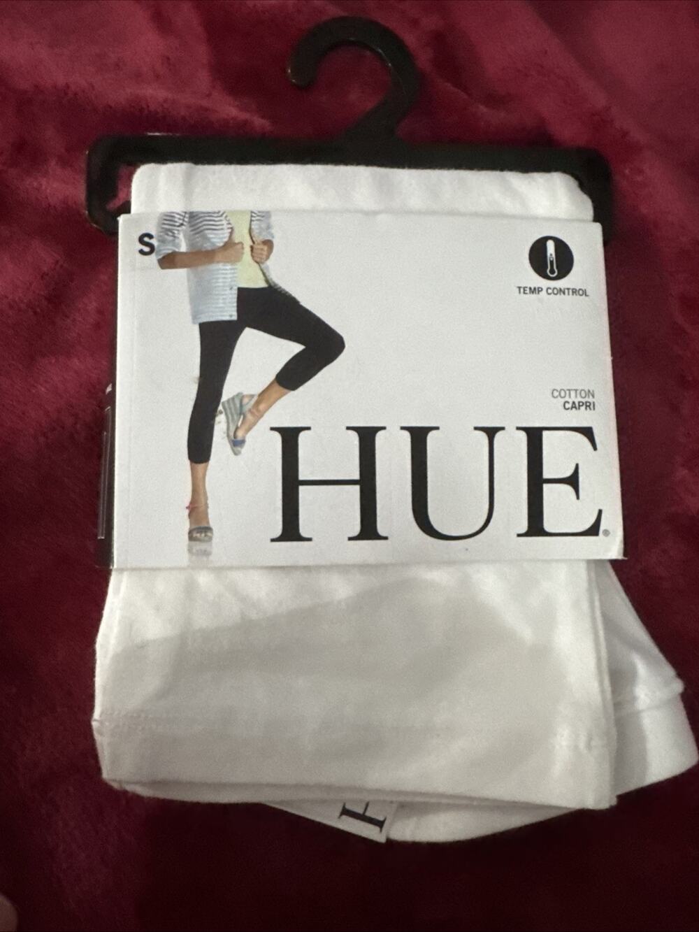 HUE White Ultra Temp Control Cotton Capri Leggings S Small U12948 Stretch Waist